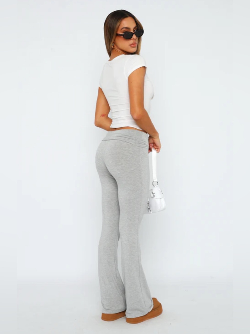 White Fox Boutique Don’t You Worry Pants Grey Marle — Large - Picture 8 of 9
